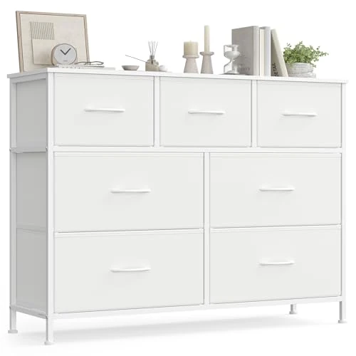 Offerta a tempo: SONGMICS BELLAH Collezione - Cassettiera Camera da Letto, Mobile con Cassetti, Acciaio, Cabina Armadio Ingresso Soggiorno, 7 Cassetti, Moderno, Bianco Nuvola e Bianco Neve LGS323WH01 - 35% da 56.99 € a 36.99 €