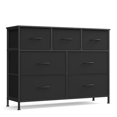Oferta limitada: SONGMICS Cómoda, con 7 Cajones para Dormitorio, Mueble de Almacenaje, Acero, MDF, Tela no Tejida, para Dormitorio, Armario, Recibidor y Salón, Marrón Vintage y Negro Tinta LGS323BH03 de 54.99 € a 40.79 € (ahorro 25.82%)