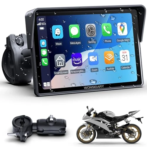 Offerta a tempo: CarPlay Moto Senza Fili Compatibile con Apple CarPlay & Android Auto,Display Touch 5" IP67 Impermeabile con Doppio Bluetooth, Navigazione GPS,Controllo Vocale,Equalizzatore,Alimentazione USB/ACC - 22% da 139.99 € a 109.23 €