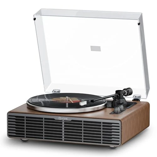 Gramofon Bluetooth HiFi z głośnikami z 4 głośniki stereo, wbudowanym przedwzmacniaczem fono, 33/45 obr./min, magnetycznym AT-3600L, napęd pasowy Vinyl Record Player