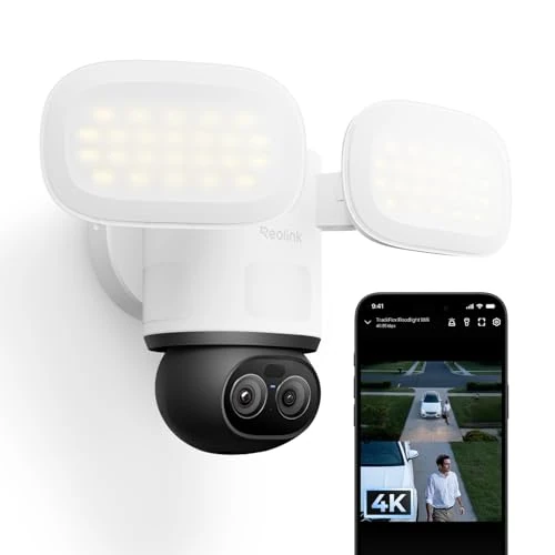Reolink TrackFlex Floodlight WiFi 4K z podwójnym obiektywem, 360°PTZ, 6-krotny hybrydowy zoom, 3000 lumenów, inteligentne wykrywanie, lokalne wyszukiwanie wideo z wykorzystaniem sztucznej inteligencji