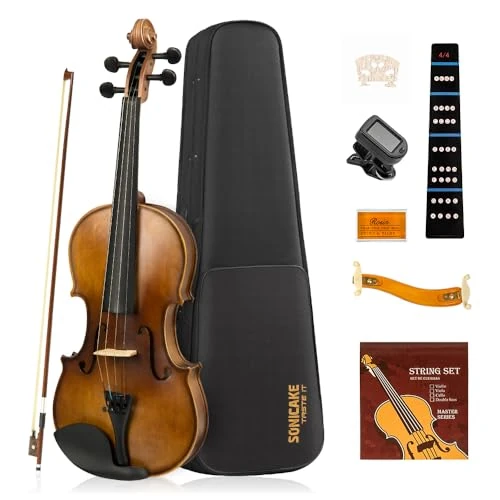 Limitiertes Angebot: SONICAKE 4/4 Violine Geige für Erwachsene aus Massivholz Geigenset mit Hartschalenkoffer, Schulterstütze, Kolophonium, Bögen, Clip-Tuner und Saiten QVL-01 von 109.00 EUR auf 98.10 EUR (Spare 10%)