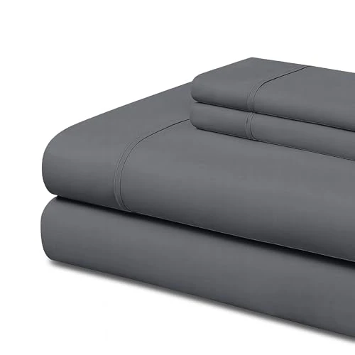 Limited-time offer: Easycosy 4-Piece Sheet Set for King Bed 135x200 cm – Flat Sheet, Fitted Sheet and 2 Pillowcases 50x75 cm – Grey Brushed Microfibre – OEKO-TEX Certified from 24.99 GBP to 24.99 GBP (save 0%)