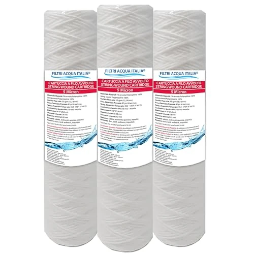 Offerta a tempo: CARTUCCIA FILTRO FILO AVVOLTO 10 POLLICI MICRON 5 POLIPROPILENE SEDIMENTI SET 3 PEZZI - 13% da 19.90 € a 17.24 €