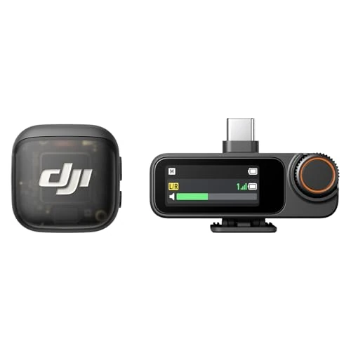 DJI Mic 3 (1 TX + 1 RX), Microphone Cravate sans Fil pour iPhone/caméra/Android, ultraléger, durée de Fonctionnement prolongée et Charge Rapide, Transmission de 400 m