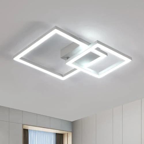 Oferta limitowana: Riserva Nowoczesna lampa sufitowa LED, 34 W, kwadratowa lampa sufitowa 350°, obrotowa aluminiowa lampa sufitowa do sypialni, jadalni, salonu, przedpokoju, 6500 K, zimna biel, biała z 219.43 zł na 219.43 zł (oszczędź 0.00%)