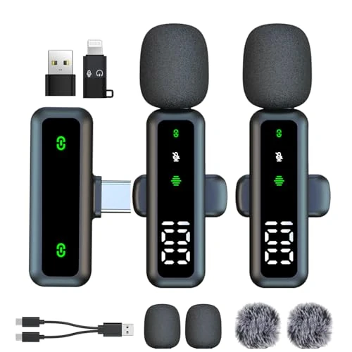Oferta limitada: XIXIXIAXIA Micrófono Lavalier inalámbrico con Pantalla LED, micrófonos Lavalier con Clip con reducción de Ruido, para grabación de Video, Tiktok, Youtube, Vlog Podcast Content Creator (Negro) de 15.99 EUR a 15.99 EUR (ahorro 0%)