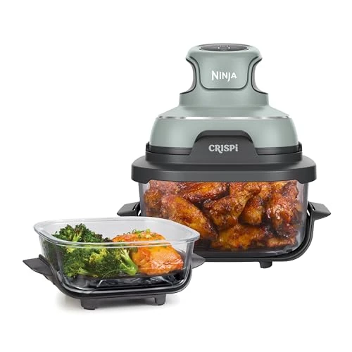 Offre limitee: Ninja CRISPi Friteuse sans huile portable, 3,8L, 4-en-1 : Frire sans huile, Rôtir, Garder au chaud, Recroustiller, Design compact, 2 récipients avec couvercles, 1 700 W, Sauge FN101EUSG de 179.99 EUR a 121.26 EUR (economie 33%)
