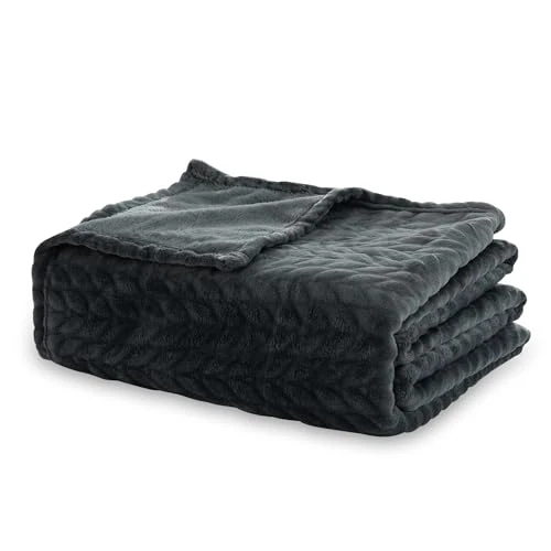 Winthome Coperta Pile Morbida Soffice, Plaid Divano Calda, Blanket Facile da Pulire, Adolescenti e Adulti, Coperta Peluche Adatta a Tutte le Stagioni (220x240cm, Grigio scuro)