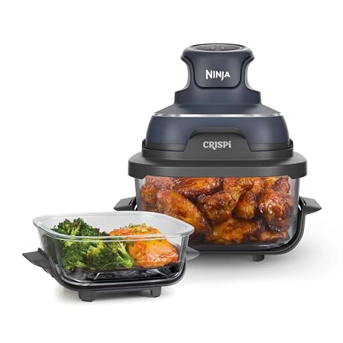 Offre limitee: Ninja CRISPi Friteuse sans huile portable, 3,8L, 4-en-1 : Frire sans huile, Rôtir, Garder au chaud, Recroustiller, Design compact, 2 récipients avec couvercles, 1 700 W, Gris FN101EUGY de 179.99 EUR a 131.00 EUR (economie 27%)