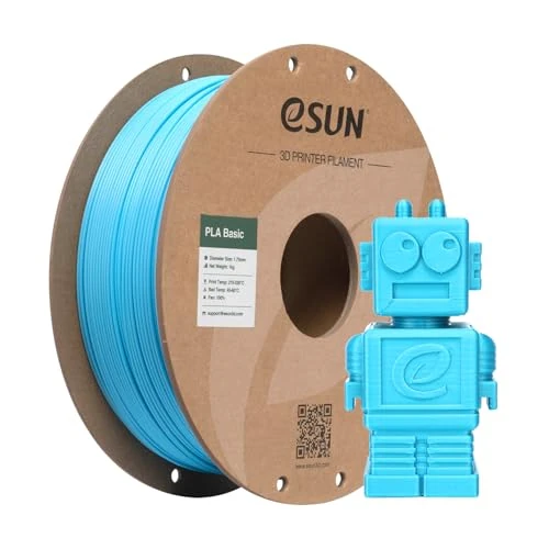 eSUN Filamento PLA 1,75 mm, filamento di Basic PLA per stampanti 3D Precisione dimensionale +/- 0,05 mm, bobina da 1 kg (2,2 libbre) Filamento PLA veloce per stampanti 3D, Blu cielo