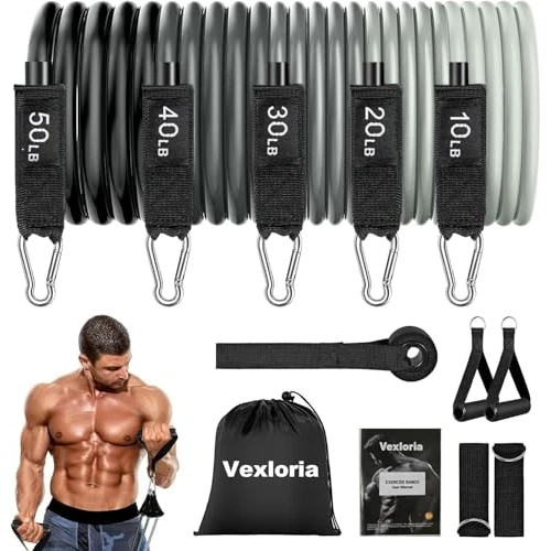 Vexloria Weerstandsbanden, fitnessbanden, weerstandsbandenset met deuranker, weerstandsband, krachttraining, fitnessband, elastische band, sport voor spieropbouw, yoga, pilates, krachttraining