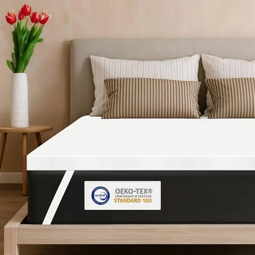 Fero Topper Memory Foam 160 x 190 cm Grosor 7 cm | Cubrecolchón matrimonial transpirable certificado OEKO-TEX® | Suave, ergonómico, desenfundable y lavable – Alivio para la espalda y las