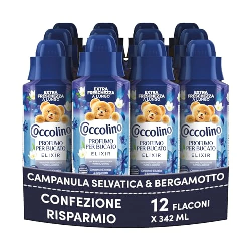 Offerta a tempo: Coccolino Profumo per Bucato Campanula selvatica e bergamotto, Extra Freschezza a lungo. Efficace Anche a Freddo e nei Cicli Brevi, 12 x 342ml - 32% da 71.88 € a 48.75 €