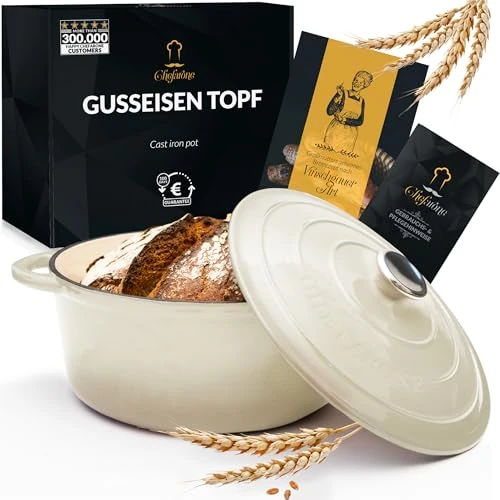 Offre limitée : Chefarone Cocotte en Fonte Émaillée 26 cm (4,7 L) – Marmite avec Couvercle Compatible Induction et Four – Fonte de Qualité Supérieure – Idéale pour Pain, Ragoûts, Rôtis et Plats mijotés de 59.95 € à 47.39 € (21% de remise)