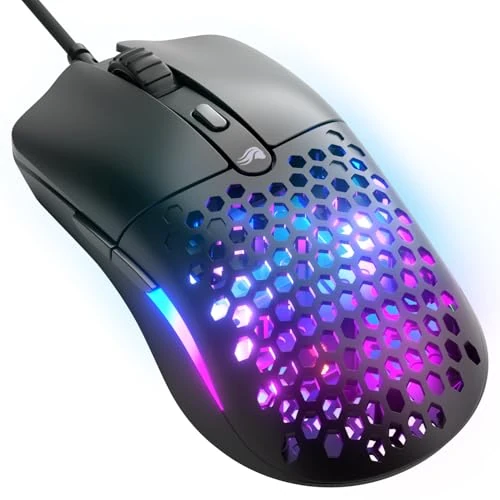Glorious Model O Eternal ultraleichte RGB-Gaming-Maus – Kabelgebunden – nur 55 g – benutzerdef. RGB-Lichter – 6 programmierbare Tasten – symm. Design – optischer Sensor mit 12 K DPI – PC/Mac – Schwarz
