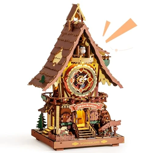 Offerta a tempo: ROKR Puzzle 3D Legno Orologio a Cucù Modellismo da Costruire Adulti Idea Regalo Donna Uomo Vintage Colorato LC901C - 20% da 69.95 € a 55.96 €