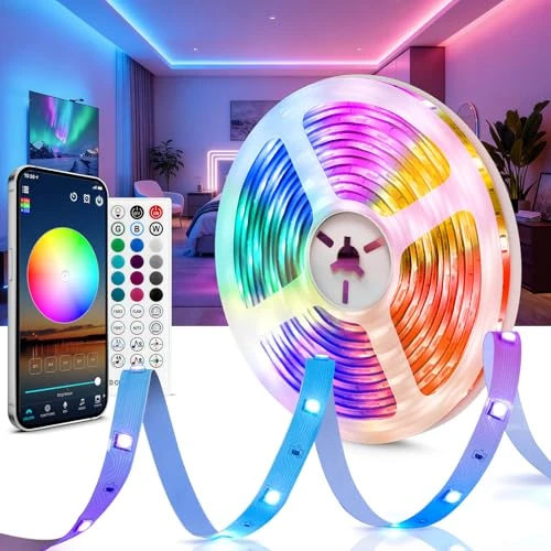 Limited-time offer: Beaeet LED Strip 24V 5 m 5050 RGB for Bedroom, Ceiling and Walls, Ambient Light Strip with Remote Control 40 Keys and Bluetooth App, Decoration Bed, Furniture, Party and Christmas (1 × 5m) from 20.99 £ to 9.99 £ (save 52.41%)