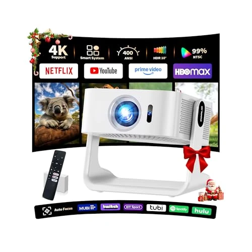 Offerta a tempo: 【Proiettore 4k Con Compatibile Netflix】Proiettore HD 1080P Con WiFi 6 E Bluetooth 5.4 Portatile Con Messa A Fuoco Automatica E Prevenzione Degli Ostacoli Compatibile Con Usb/Hdmi/Laptop,Bianco - 41% da 199.99 € a 117.32 €