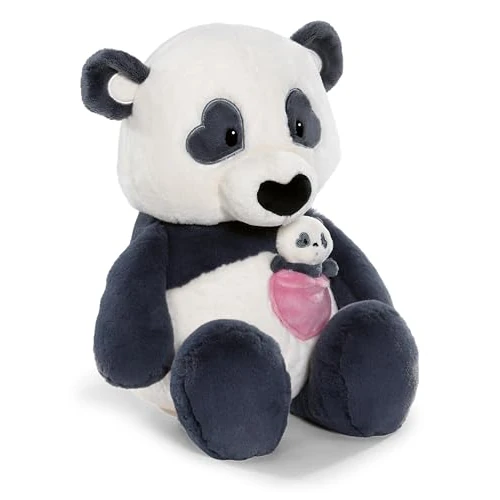 Offerta a tempo: NICI Panda di peluche con tasca a forma di cuore e cucciolo, morbido e tenero pupazzo per coccole e giochi, per adulti e bambini, 40 cm, nero – 62612 - 0.00% da 24.58 € a 24.58 €