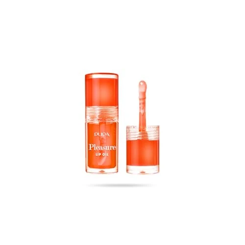 Pupa Gloss Pleasure Lip Oil, Elisir per Labbra Extra Nutriente, Finish Lucido Effetto 3D - Disponibile in 4 Varianti di Colore e Trattamento (002 Exotic Papaya, Aroma Papaya)