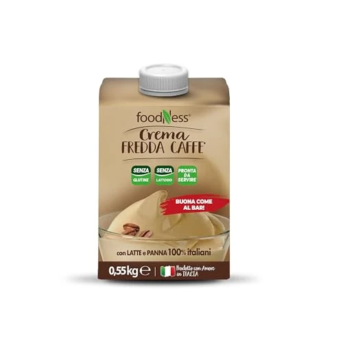 Offerta a tempo: foodNess - Crema Caffè Fredda, 550 grammi, Miscela UHT Liquida Senza Lattosio a Lunga Conservazione, Realizzato con Crema di Latte Vellutata, Senza Glutine, 100% Made in Italy - 45% da 4.99 € a 2.75 €
