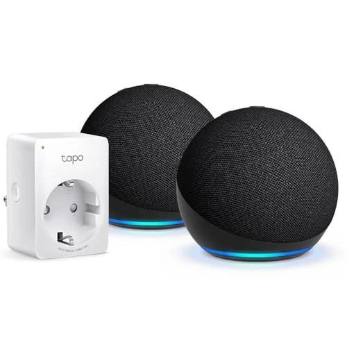 Offerta a tempo: Echo Dot (5ª generazione) | Antracite, 2 pezzi + Tapo Presa Smart Alexa, WiFi Intelligente, Compatibile con Alexa - Kit di base per Casa Intelligente - 58% da 152.97 € a 63.98 €