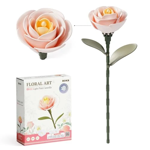 Limited-time offer: ROKR 3D Puzzle Flower Roses Camellia Flowers DIY Model Kits for Adults, Artificial Flower Bouquet BuIlding Set, Home Decoration Accessory, Artificial Plant Gifts (Light Pink Camellia) from 9.99 GBP to 9.99 GBP (save 0%)