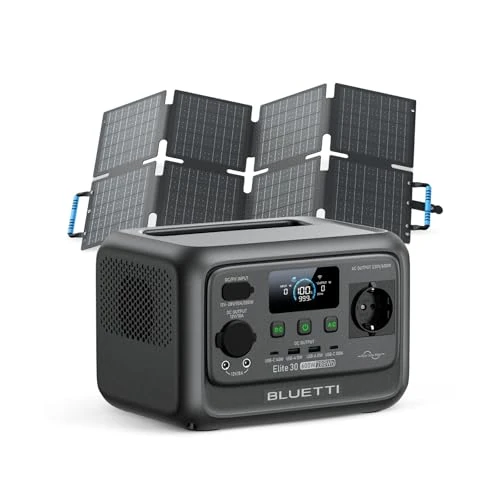 Offerta a tempo: BLUETTI Generatore Solare Elite 30 V2 con 60W Pannello Solare (Spedito Separatamente), 288Wh LiFePO4 Centrale Elettrica Portatile, 600W Prese CA (1500W Picco), per Campeggio, Uso Domestico, Emergenza - 23% da 428.00 € a 329.00 €