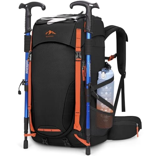 Offerta a tempo: RAINSMORE Zaino Trekking 40 Litri Uomo e Donna Impermeabile Zaino Montagna con Copertura di Pioggia per Viaggio Campeggio Escursionismo e Sport all'aperto Nero - 30% da 26.99 € a 18.99 €