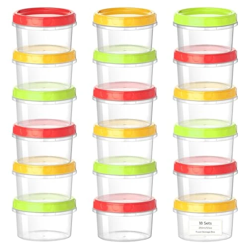 Oferta limitada: VINATO Set de 18 Recipientes Para Alimentos, 250ml Contenedores Para Comida con Tapa, Set De Envases Pequeños En Rojo, Verde & Naranja, Apilables de 16.99 EUR a 16.99 EUR (ahorro 0%)