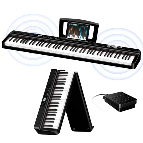 Tijdelijke aanbieding: TERENCE E Piano Digitale piano met 88 toetsen, opvouwbare keyboardpiano met 2 x 25 W luidsprekers, 2000 mAh-accu, sustain-pedaal, muziekstandaard, MIDI-USB-Bluetooth-ondersteuning van 259.99 EUR naar 218.62 EUR (korting 16%)