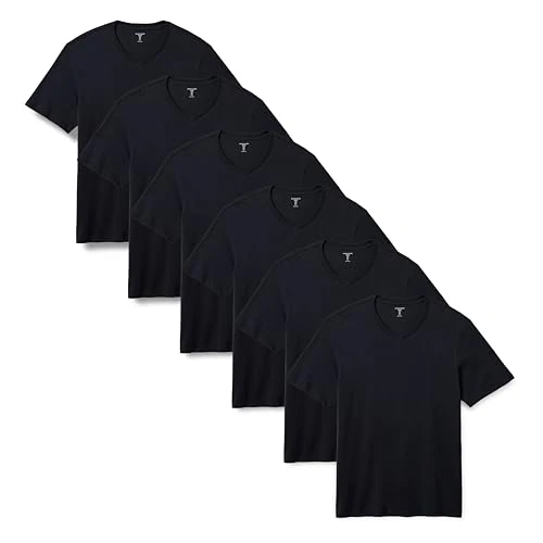 Oferta limitada: Amazon Essentials Hombre Cuello en V de manga corta de ajuste regular, Paquete de 6, Negro, XS de 31.20 € a 31.20 € (ahorro 0.00%)