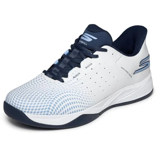 Offre limitée : Skechers Homme Viper Court Reload Slip-in ENTRAINEUSE, White Synthetic/Textile/Blue Trim/Navy Trim, 45 EU de 71.34 € à 59.97 € (16% de remise)
