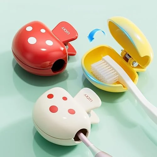 Oferta limitada: Funda para cabeza de cepillo de dientes con diseño de estampado de lunares, protector de cepillo de dientes de plástico con clip para casa, baño, viaje, camping, escuela, viaje de negocios, se ajusta de 6.05 € a 6.05 € (ahorro 0.00%)