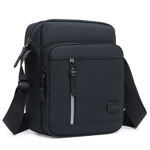 Kommodum - Bandolera de hombre Bolso Bolso Casual Bolsos de Hombro de un solo hombro para Hombres Messenger Bag Impermeable multibolsillos Negro km25