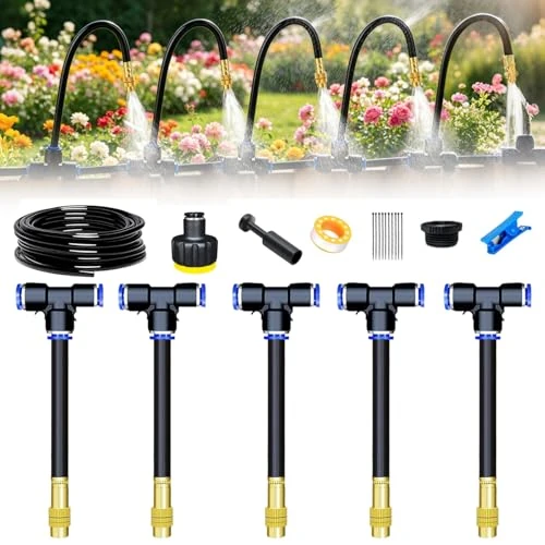 Offerta a tempo: 360° Curvo Kit irrigazione per Giardino, Irrigazione a goccia Sistema, Kit di irrigazione, Di Irrigazione Da Giardino Kit, per paesaggi, fiori e terrazze, piante Greenhouse, aiuola rialzata(5 m) - 27% da 14.99 € a 10.99 €