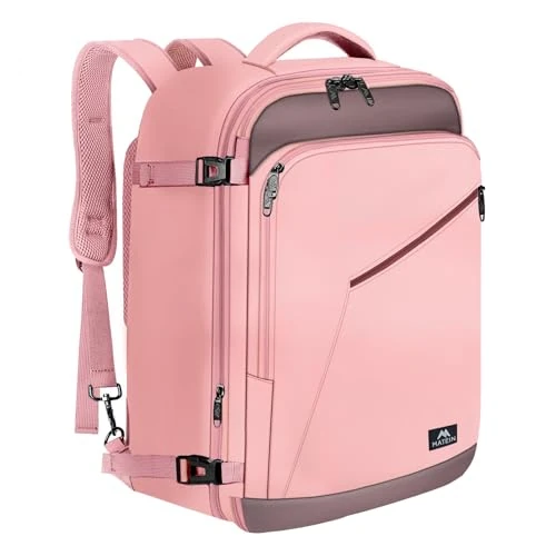 MATEIN Hand Luggage Backpack Airplane for Hand Luggage, Pink Grey, Air France 55x35x25cm