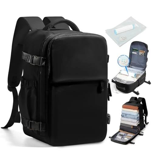 SZLX Vacuum Travel Backpack with Vacuum Pump, Airbag Backpack Carry-on Luggage Women, Ryanair Travel Ruscksack Cabin Size with Pump Waterproof Men's Vacuum Suitcase