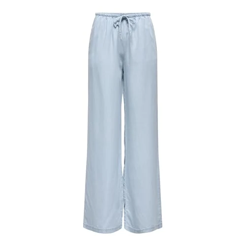 Limited-time offer: ONLY Women's Onlcharis Life Pull Up Tie Pants WVN Cc, Light Blue (Light Blue Denim), S from 42.20 £ to 40.27 £ (save 4.57%)