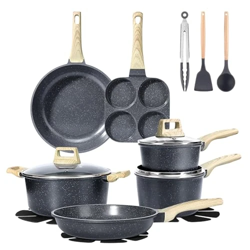 Oferta ograniczona: GiPP Zestaw Garnków i Patelni z Nieprzywierającą Powłoką Ceramiczną – 17 Elementów Indukcja Zestaw Garnków, Nietoksyczny Zestaw Kuchenny, Zestaw Patelni Odpowiedni do Różnych Rodzajów Kuchenek z 487.72 EUR na 487.72 EUR (znizka 0%)