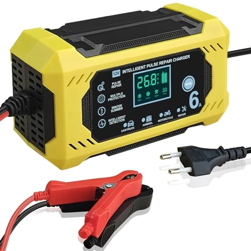 Oferta limitada: Cargador Baterias Coches Moto 12V 6A Inteligente Completamente Automático con Pantalla Táctil LCD,Automática de Detección Reparación Mantenimiento y Múltiples Protecciones para Plomo-ácido/AGM/Gel de 17.99 EUR a 17.99 EUR (ahorro 5%)