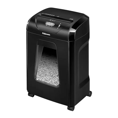 Fellowes FS-15C Distruggidocumenti, Taglio Incrociato, 15 Fogli, P4, Cestello Estraibile 19L, Alta Sicurezza per Casa e Ufficio, Silenzioso e Potente, Nero
