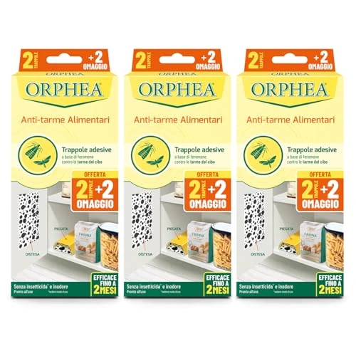 Orphea Trampas adhesivas contra polillas de alimentos, mariposas, sin insecticida ni olor, 12 trampas