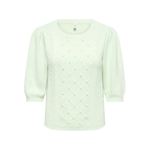 Offre limitée : ONLY O-Neck Onlgloria Life SS Pearl Col Rond CC KNT, Green Lily, M Femme de 16.20 € à 16.20 € (0.00% de remise)
