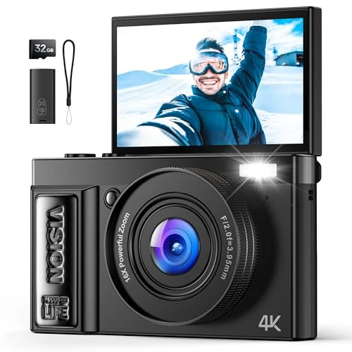 Offerta a tempo: Macchina Fotografica Digitale 4K Ultra HD: 64MP Fotocamera Macchine per Principianti - Digitale Camera con Autofocus 16X Zoom - Flip 180° Videocamera con Scheda di Memoria Da 32GB Nero - YYZA9 — 34% da 69,99 € a 46,50 €