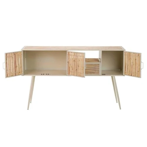 CONSOLA METAL BAMBU BEIGE MARRON 100x31x80 CM
