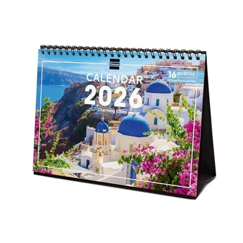 Finocam - Desktop Calendar 2026 Month to View January - December 2026 + Sep.-Dec. 2025 (4 months) reduced | Calendar 2026 | Images Charming - International
