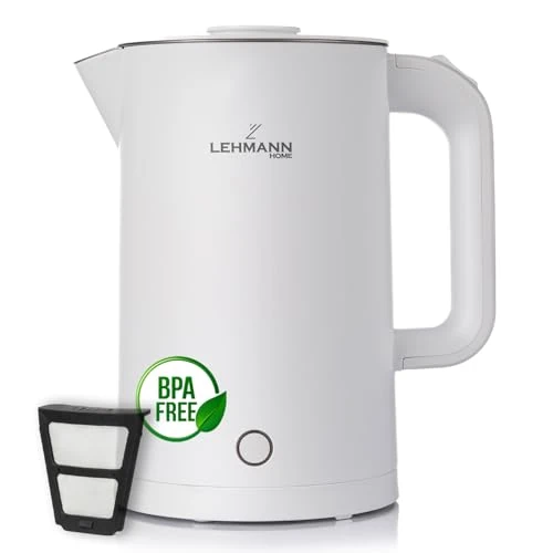 Offre limitee: LEHMANN Bouilloire Électrique en Acier Inoxydable - 1,7 L - 2200W - Ebullition Rapide - Double Paroi - Base à 360° - Arrêt Automatique et protection contre la surchauffe - sans BPA - Blanc de 39.99 EUR a 27.99 EUR (economie 30%)