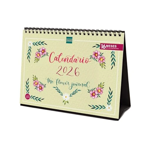 Offre limitée : Finocam - Calendrier de bureau 2026 mois vue janvier - décembre 2026 + septembre 2025 (4 mois) réduits | Calendrier 2026 | Images The Flower Journal - Espagnol de 6.71 € à 6.71 € (0.00% de remise)